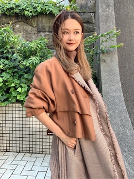 「アイテム（その他アウター、ブラウン系）」を使った、伊藤 奈那さん（レディース・154cm）の夏コーディネート