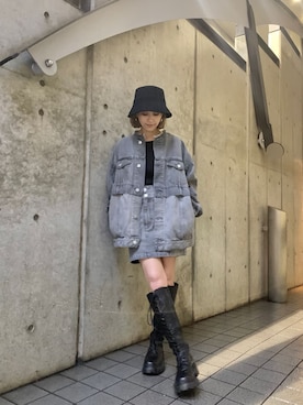 「MURUA（ムルーア）のアイテム（テーラードジャケット）」を使った、伊藤 奈那さん（レディース・154cm）の冬コーディネート