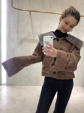 「MURUA（ムルーア）のアイテム（テーラードジャケット）」を使った、伊藤 奈那さん（レディース・154cm）の秋コーディネート