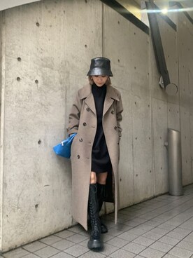 「MURUA（ムルーア）のアイテム（その他アウター）」を使った、伊藤 奈那さん（レディース・154cm）の冬コーディネート