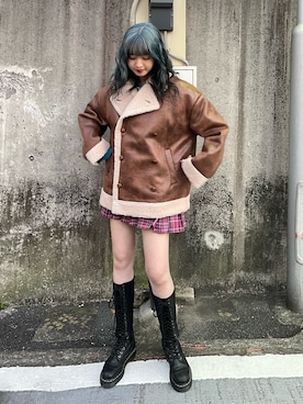 「ムートン」｜「アイテム（アクセサリー）」を使った、MIYUさん（レディース・168cm）の冬コーディネート