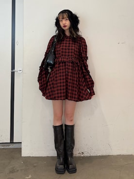 「アイテム（イヤーマフ）」を使った、MIYUさん（レディース・168cm）の秋コーディネート