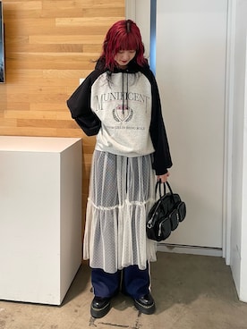 「ジャージーパンツ」｜「アイテム（ワンピース/ドレス）」を使った、MIYUさん（レディース・168cm）の冬コーディネート
