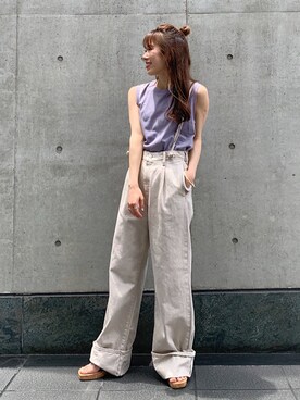 「Ungrid（アングリッド）のアイテム（ピアス（両耳用））」を使った、宮地玲奈さん（レディース・153cm）の夏コーディネート