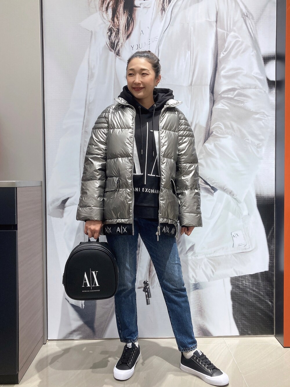 お値下げ中　【A|X 】ロゴバンドスタンドネックパファージャケット お値下げ中 【A|X 】ロゴバンドスタンドネックパファージャケット