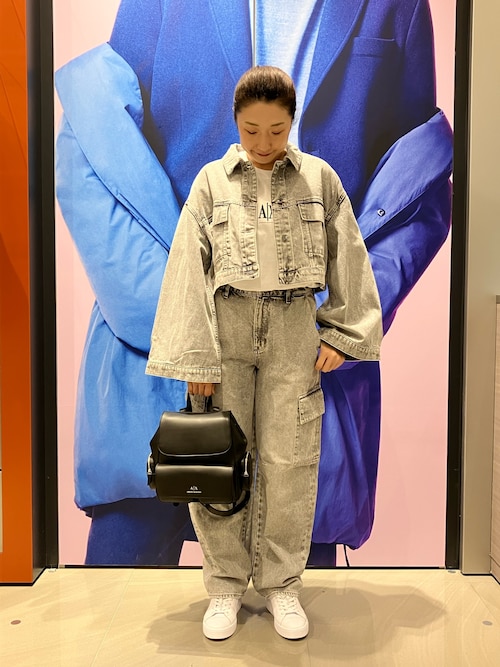 A|X アルマーニ エクスチェンジ】ワイドスリーブ クロップドデニム