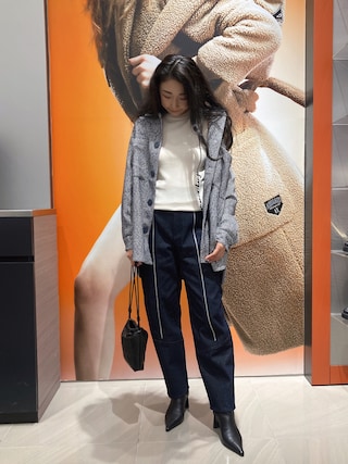 [EMPORIO ARMANI UW] EAイーグルラインロゴノースリーブトップス ボートネックスウェットシャツ ダブルジャージー イーグルロゴ