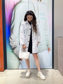 EMPORIO ARMANI ✨スプリングコート　ティアード　総柄　WジップL Emporio Armani double fabric jacket with drawstring for