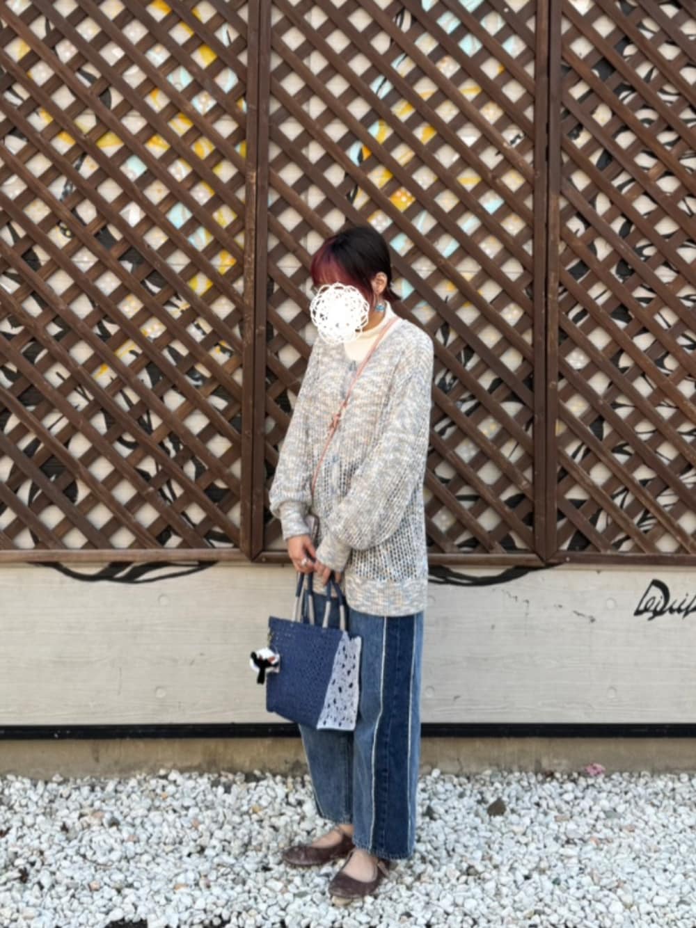 「forksy.のアイテム（ニット/セーター、ブルー系）」を使った、Hiyoko🐤さん（骨格ナチュラル・レディース・161cm）の春コーディネートの1枚目の写真