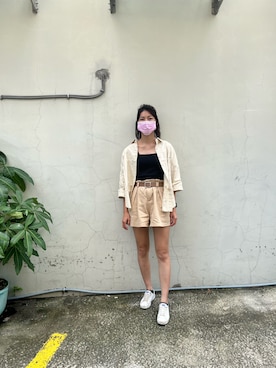 「通勤穿搭」｜「アイテム（カーゴパンツ）」を使った、ye0519さん（レディース・163cm）の夏コーディネート