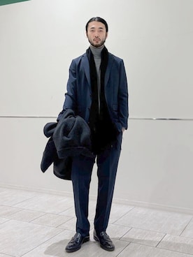 「アイテム（スーツジャケット）」を使った、室川さん（メンズ・178cm）の冬コーディネート