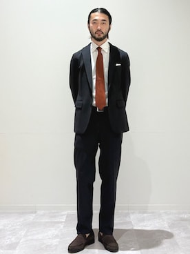 「アイテム（財布/小物、ホワイト系）」を使った、室川さん（メンズ・178cm）の秋コーディネート