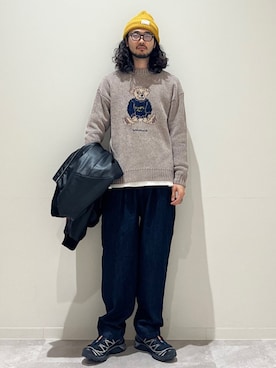 「SHIPS」｜「アイテム（ニットキャップ/ビーニー）」を使った、室川さん（メンズ・178cm）の秋コーディネート