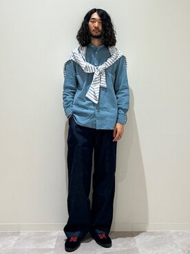「アイテム（その他パンツ、ブルー系）」を使った、室川さん（メンズ・178cm）の秋コーディネート