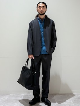 「アイテム（スーツジャケット）」を使った、室川さん（メンズ・178cm）の夏コーディネート
