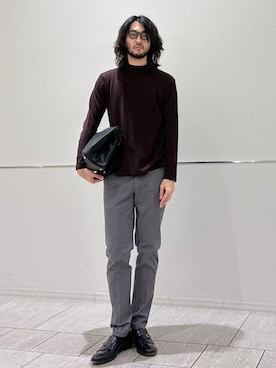 「モックネック」｜室川さん（メンズ・178cm）の秋コーディネート