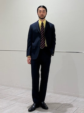 「SOUTHWICK（サウスウィック）のSouthwick: CAMBRIDGE T/W スーツ（スーツジャケット、ブルー系）」を使った、室川さん（メンズ・178cm）の春コーディネート