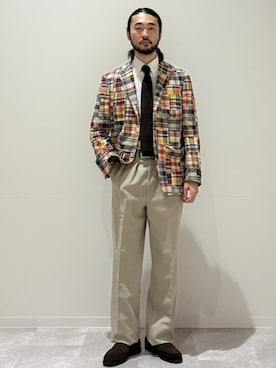 「アイテム（ビジネスシャツ）」を使った、室川さん（メンズ・178cm）の夏コーディネート