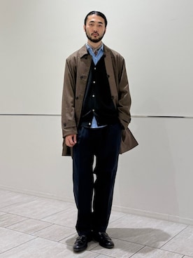 「アイテム（ステンカラーコート）」を使った、室川さん（メンズ・178cm）の秋コーディネート