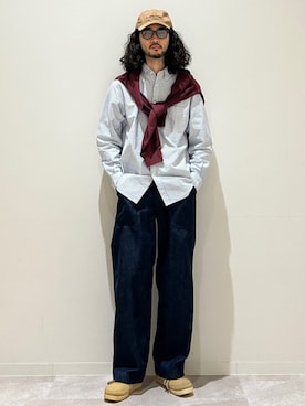 「アイテム（その他パンツ、ブルー系）」を使った、室川さん（メンズ・178cm）の秋コーディネート