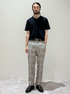 「アイテム（ポロシャツ）」を使った、室川さん（メンズ・178cm）の秋コーディネート