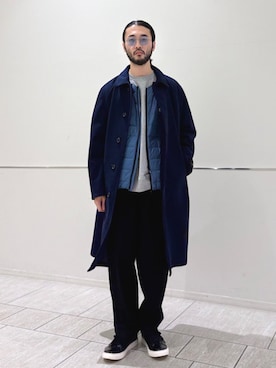 「アイテム（ステンカラーコート）」を使った、室川さん（メンズ・178cm）の秋コーディネート