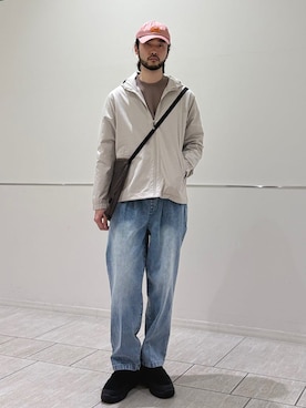 「アイテム（帽子）」を使った、室川さん（メンズ・178cm）の春コーディネート