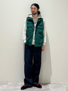 「アイテム（その他パンツ、ブルー系）」を使った、室川さん（メンズ・178cm）の秋コーディネート