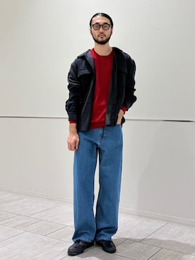 「アイテム（サングラス、ベージュ系）」を使った、室川さん（メンズ・178cm）の秋コーディネート