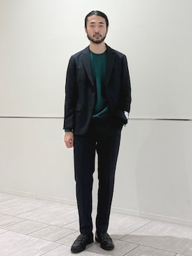 「アイテム（スーツジャケット）」を使った、室川さん（メンズ・178cm）の秋コーディネート
