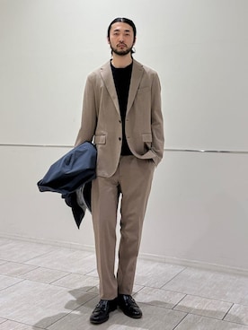 「SHIPS Colors（シップス カラーズ）のSHIPS Colors:〈撥水・防風〉ステンカラー コート◇（ステンカラーコート、グレー系）」を使った、室川さん（メンズ・178cm）の春コーディネート