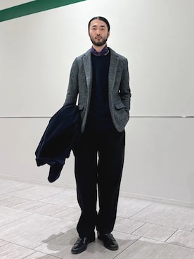「アイテム（ステンカラーコート）」を使った、室川さん（メンズ・178cm）の冬コーディネート