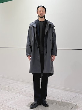 「SHIPS Colors（シップス カラーズ）の【SHIPS Colors別注】Rain-Stuff:〈撥水・洗濯機可能〉フード コート◇（モッズコート、グレー系）」を使った、室川さん（メンズ・178cm）の春コーディネート