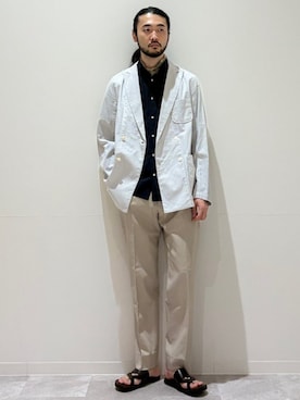 「アイテム（ブルー系）」を使った、室川さん（メンズ・178cm）の夏コーディネート