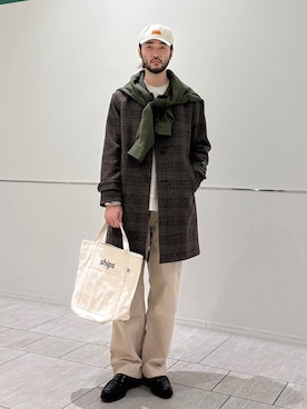 「SHIPS Colors（シップス カラーズ）のSHIPS Colors:リサイクルレザー ローファー 2◇（ローファー、ブラック系）」を使った、室川さん（メンズ・178cm）の春コーディネート