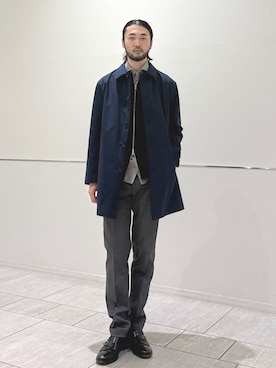 「SHIPS Colors（シップス カラーズ）のSHIPS Colors:〈撥水・防風〉ステンカラー コート◇（ステンカラーコート、ブルー系）」を使った、室川さん（メンズ・178cm）の春コーディネート