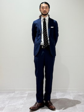 「アイテム（スーツジャケット）」を使った、室川さん（メンズ・178cm）の夏コーディネート