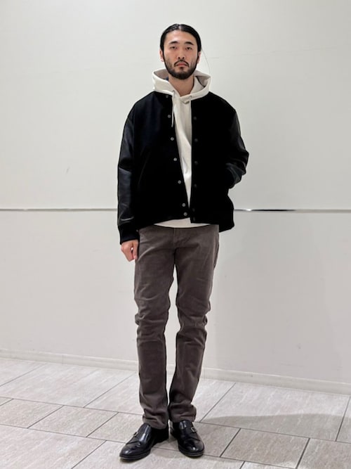 セール】SHIPS Colors:ウール ミックス スタジアム ブルゾン ブラック