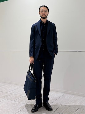 「アイテム（フォーマルスーツ/小物）」を使った、室川さん（メンズ・178cm）の秋コーディネート