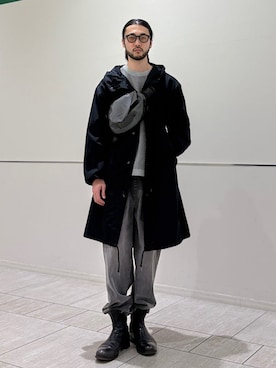 「SHIPS Colors（シップス カラーズ）のSHIPS Colors:ウェリントン サングラス（サングラス、ベージュ系）」を使った、室川さん（メンズ・178cm）の春コーディネート