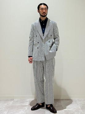 「リネンシャツ」｜「アイテム（セットアップ）」を使った、室川さん（メンズ・178cm）の春コーディネート