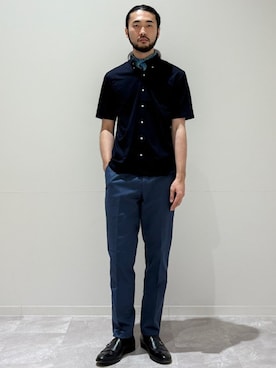 「アイテム（ビジネスシャツ）」を使った、室川さん（メンズ・178cm）の夏コーディネート
