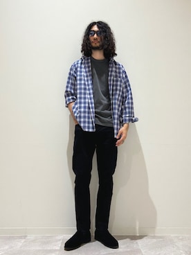 「アイテム（ファッション雑貨、ブルー系）」を使った、室川さん（メンズ・178cm）の夏コーディネート