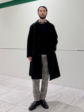 「アイテム（ステンカラーコート）」を使った、室川さん（メンズ・178cm）の秋コーディネート