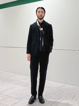 「アイテム（スーツジャケット）」を使った、室川さん（メンズ・178cm）の冬コーディネート