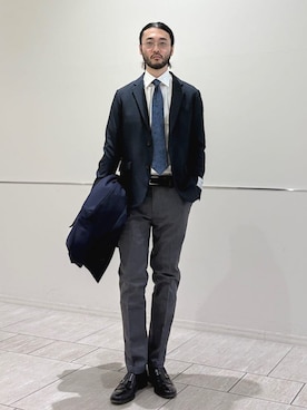 「SHIPS Colors（シップス カラーズ）のSHIPS Colors:〈洗濯機可能〉MULTI FUNCTION ジャケット(セットアップ可能)（スーツジャケット、ブルー系）」を使った、室川さん（メンズ・178cm）の春コーディネート