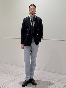 「SHIPS Colors（シップス カラーズ）のSHIPS Colors:スエード サイズレス ベルト（ベルト、ブラック系）」を使った、室川さん（メンズ・178cm）の春コーディネート