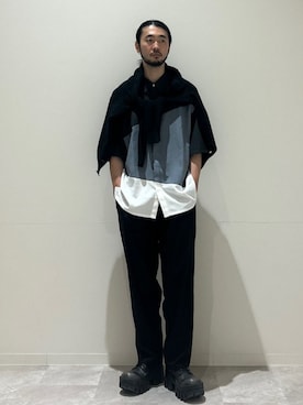 「アイテム（カーディガン/ボレロ）」を使った、室川さん（メンズ・178cm）の春コーディネート