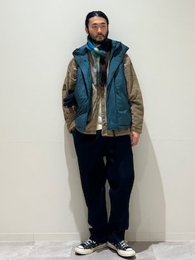 「アイテム（マフラー）」を使った、室川さん（メンズ・178cm）の冬コーディネート
