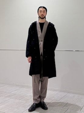 「SHIPS Colors（シップス カラーズ）のSHIPS Colors:〈手洗い可能〉TR ノーカラー ジャケット(セットアップ可能)◇（ノーカラージャケット、ベージュ系）」を使った、室川さん（メンズ・178cm）の春コーディネート